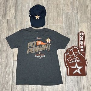 Houston Astros Shirt, Hat, Fan Glove Combo - Shirt Size L-G-G 14/16